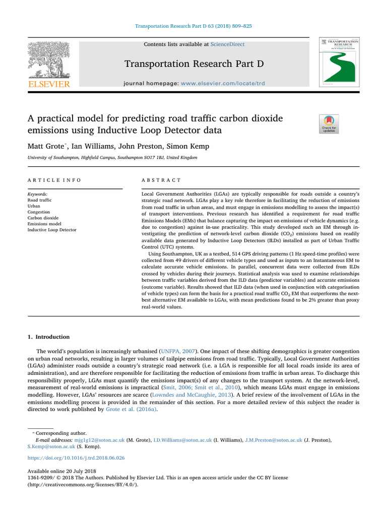 A Practical Model For Predicting Road Traffic Carbon Dioxide | PDF ...