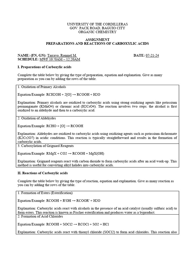 Assignment Carboxylic Acids Preparations and Reactions-2 | PDF | Ester ...