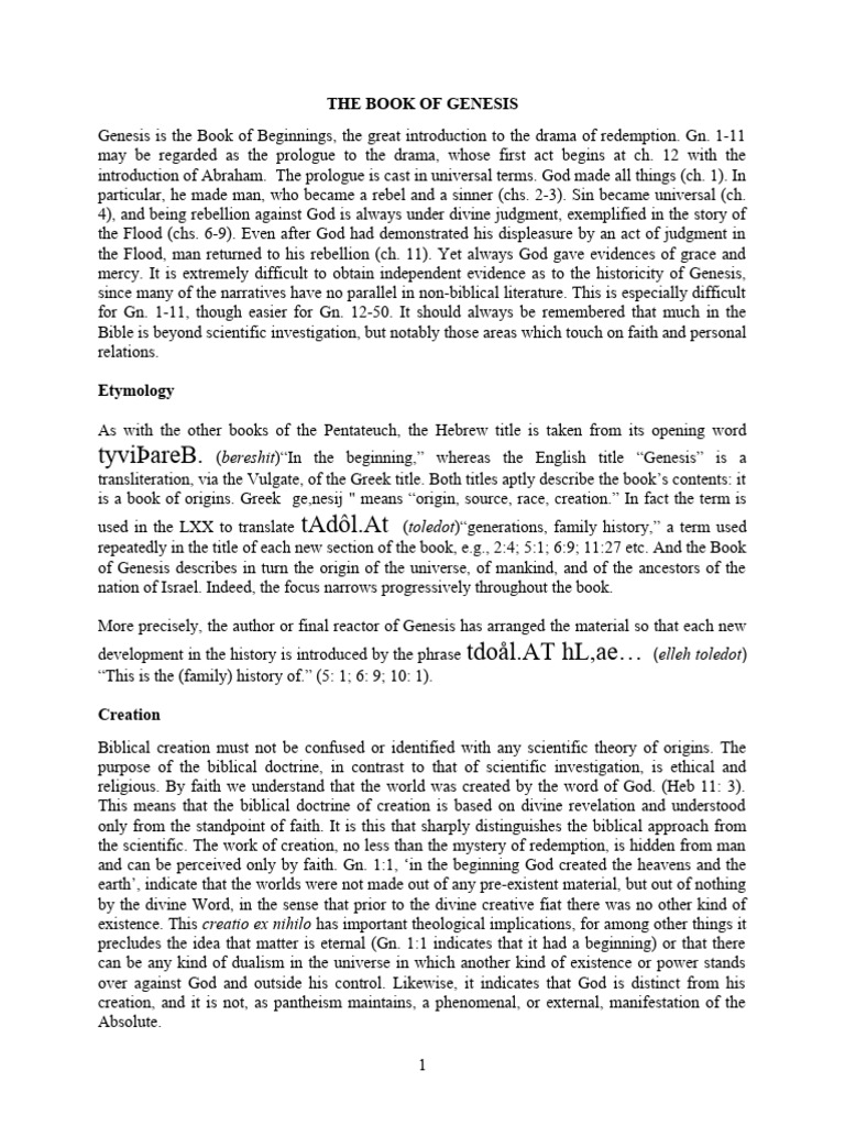 Genesis Pdf Genesis Creation Narrative Genesis Flood Narrative