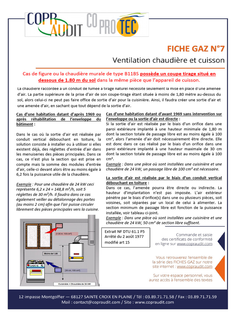 Ventilation et détalonnage chaudières B11BS PDF Chaudière — free download