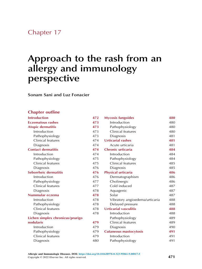 Allergy and Immunology: Rash Diagnosis Guide | PDF | Dermatitis | Psoriasis