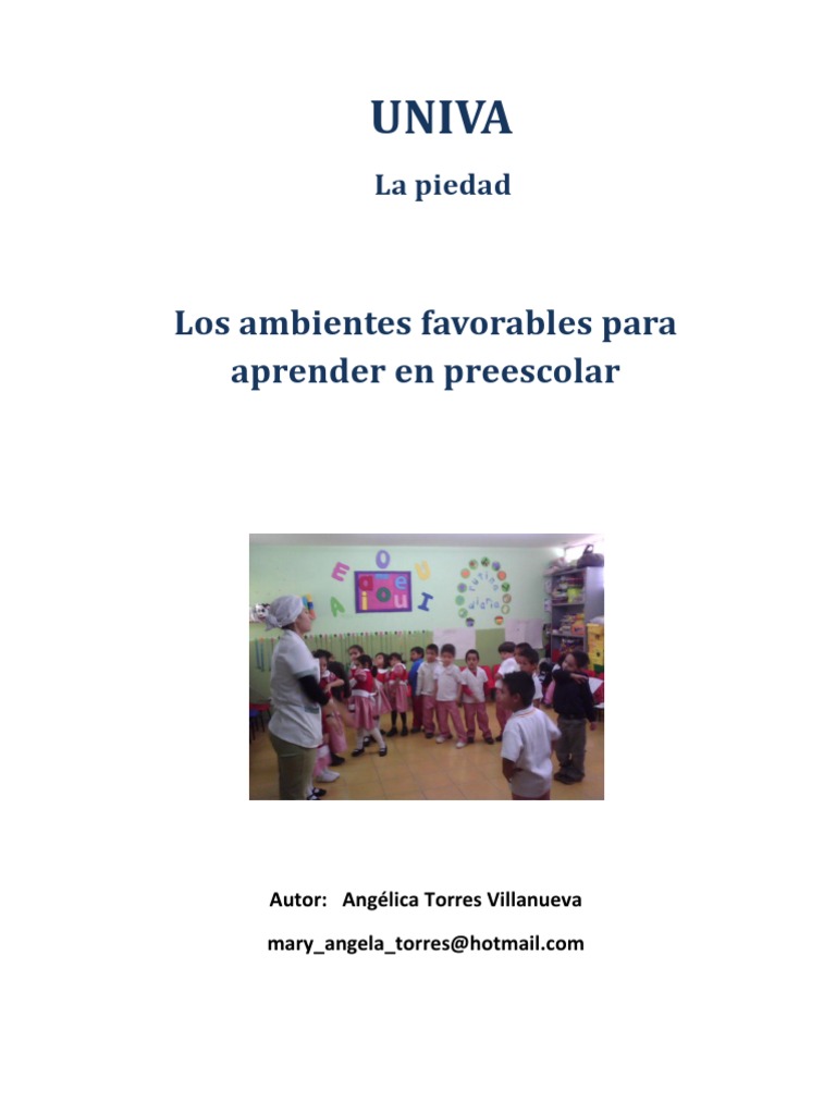 Ambientes Favorables en Preescolar | PDF | Educación de la primera ...