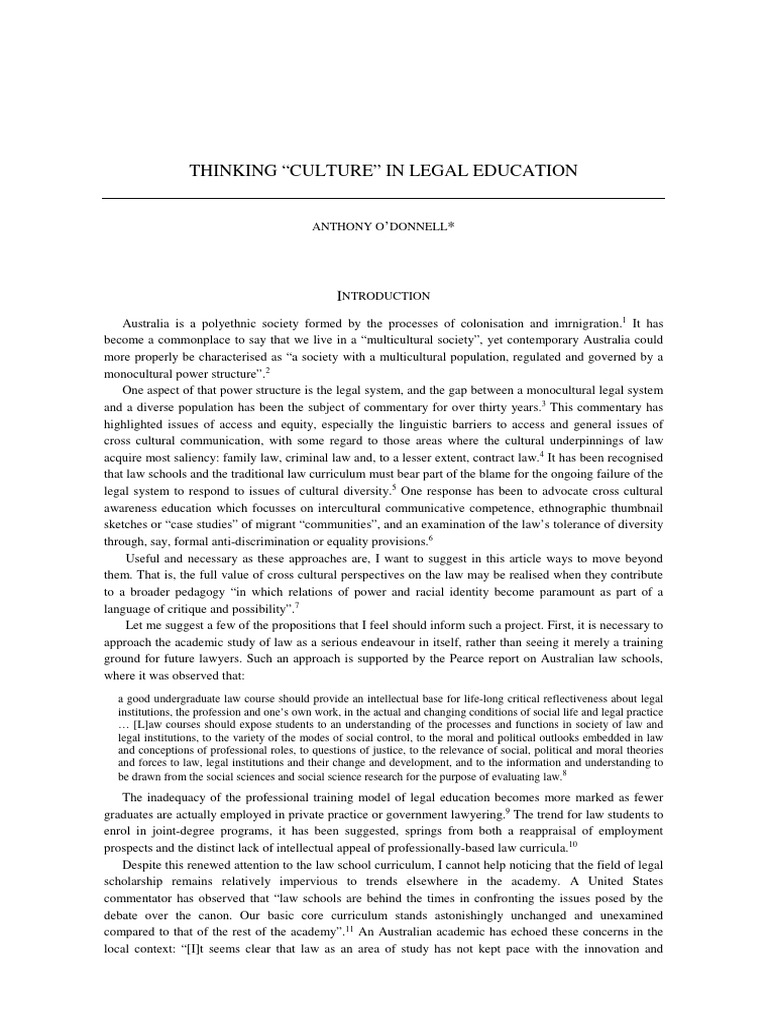 6107 Thinking Culture in Legal Education | PDF | Multiculturalism ...