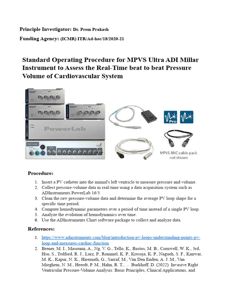 MPVS Ultra SOP for Hemodynamic Analysis | PDF