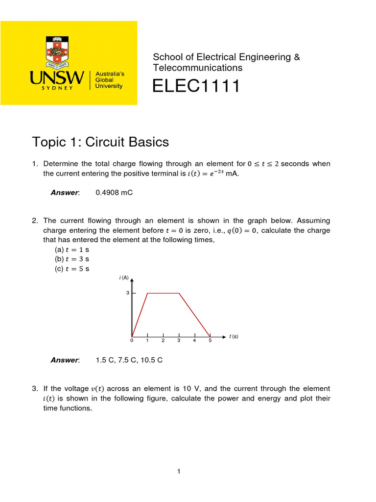 Circuit Basics Tutorial for ELEC1111 | PDF | Electrical Network ...