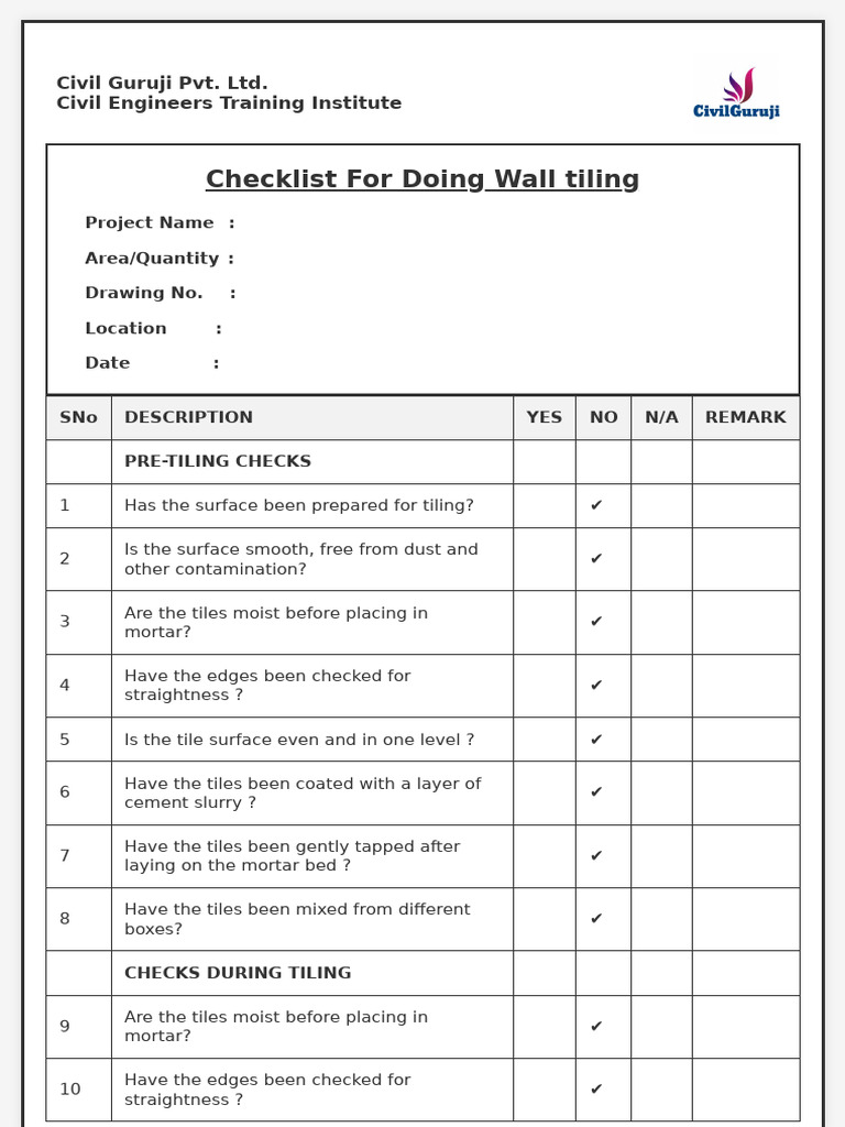 Checklist | PDF | Masonry | Building Materials