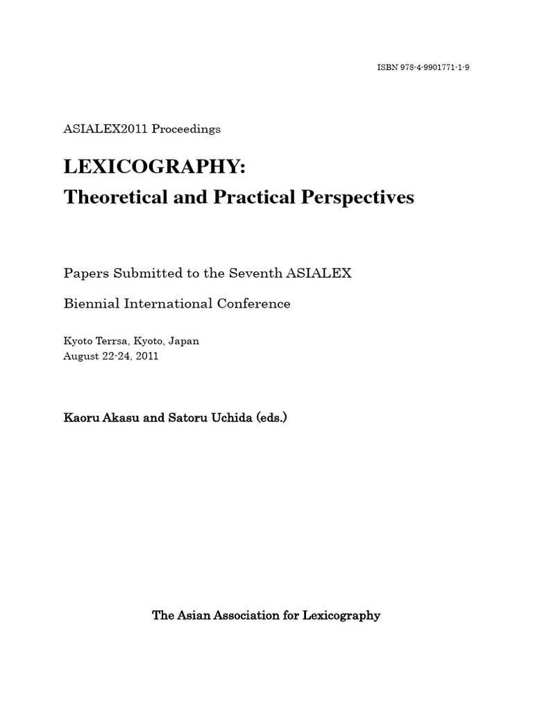 Asialex Proceedings 2011 | PDF | Methodology | Lexicography