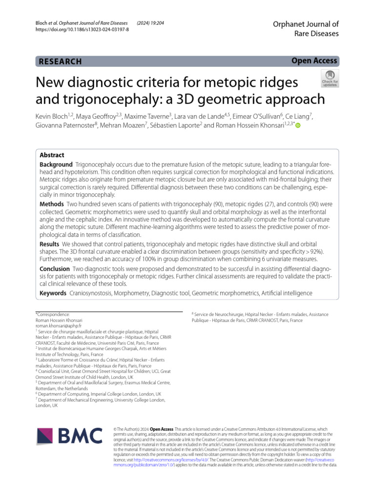 New Diagnostic Criteria For Metopic Ridges and Tri | PDF | Principal ...
