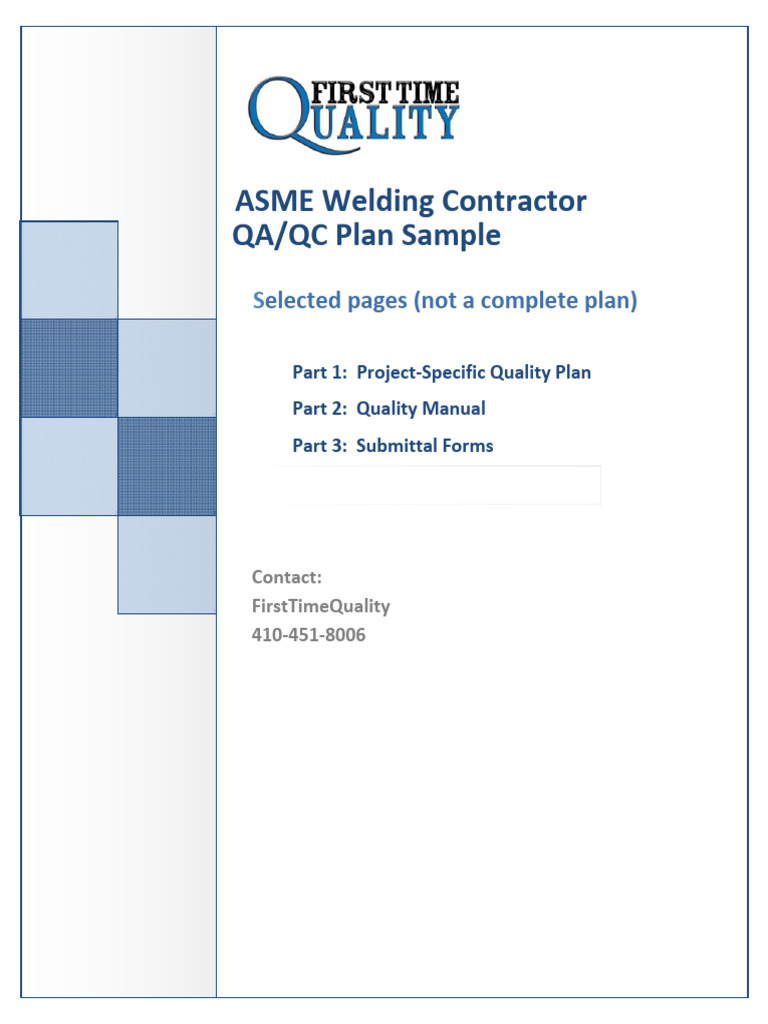 983 Welding Comprehensive ASME Quality Plan Sample | PDF | Quality ...