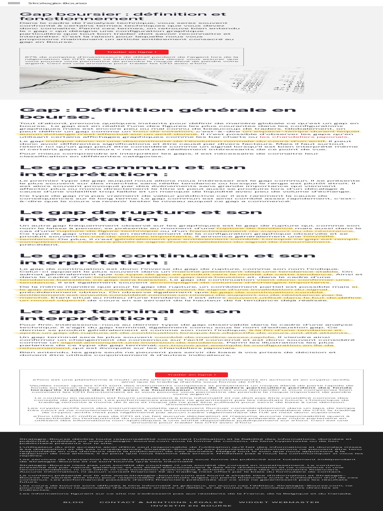 Comprendre les Gaps en Bourse | PDF | Contrat de différence | Opérateur ...