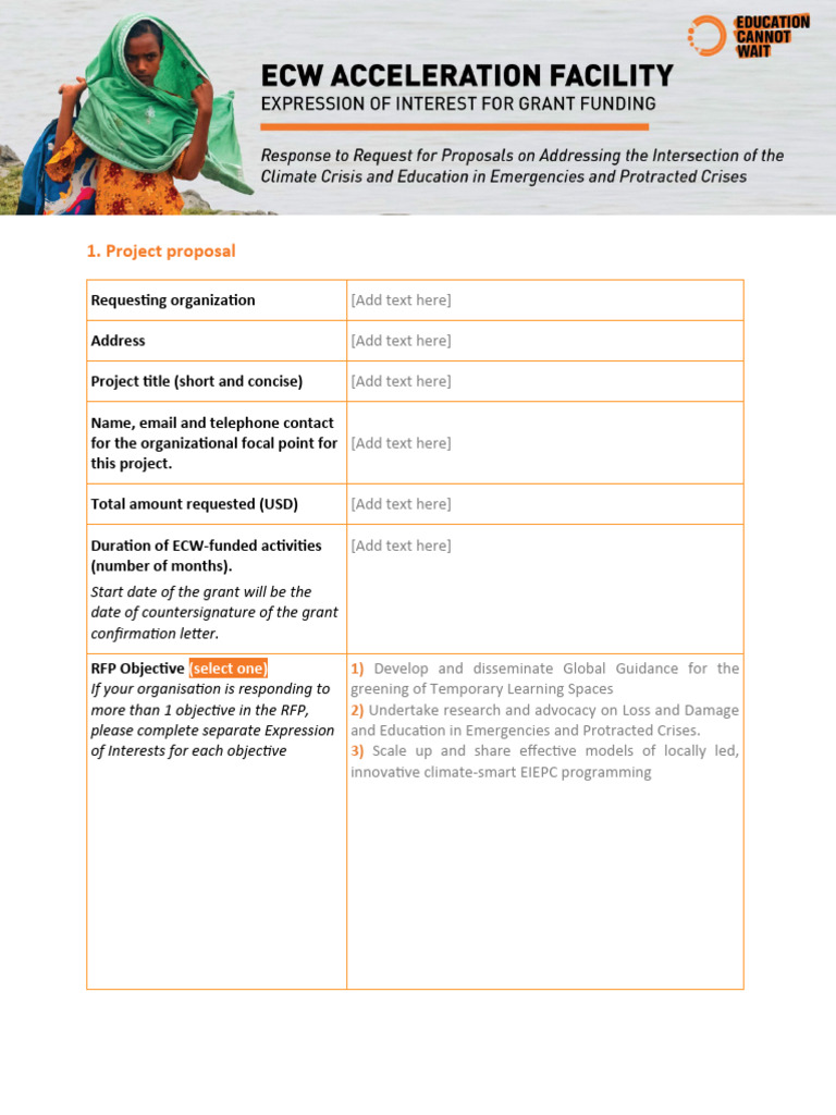 ECW Grant Proposal Template Guide | PDF | Request For Proposal | Business