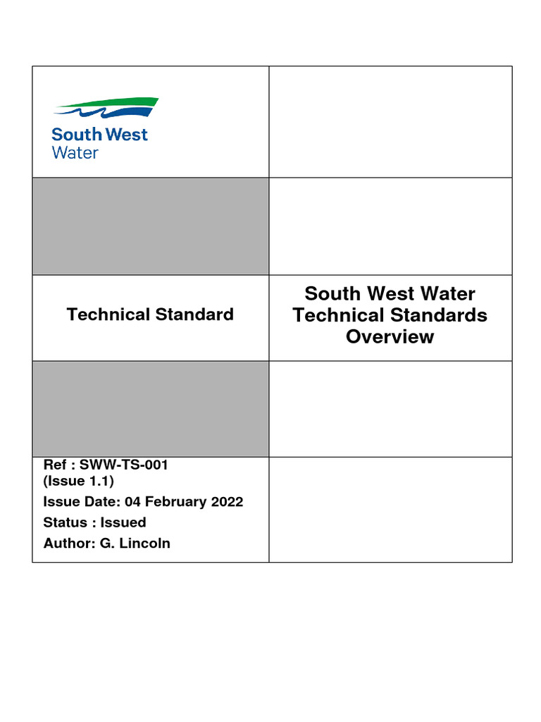 South West Water Technical Standards Overview | PDF | Procurement | Iso ...