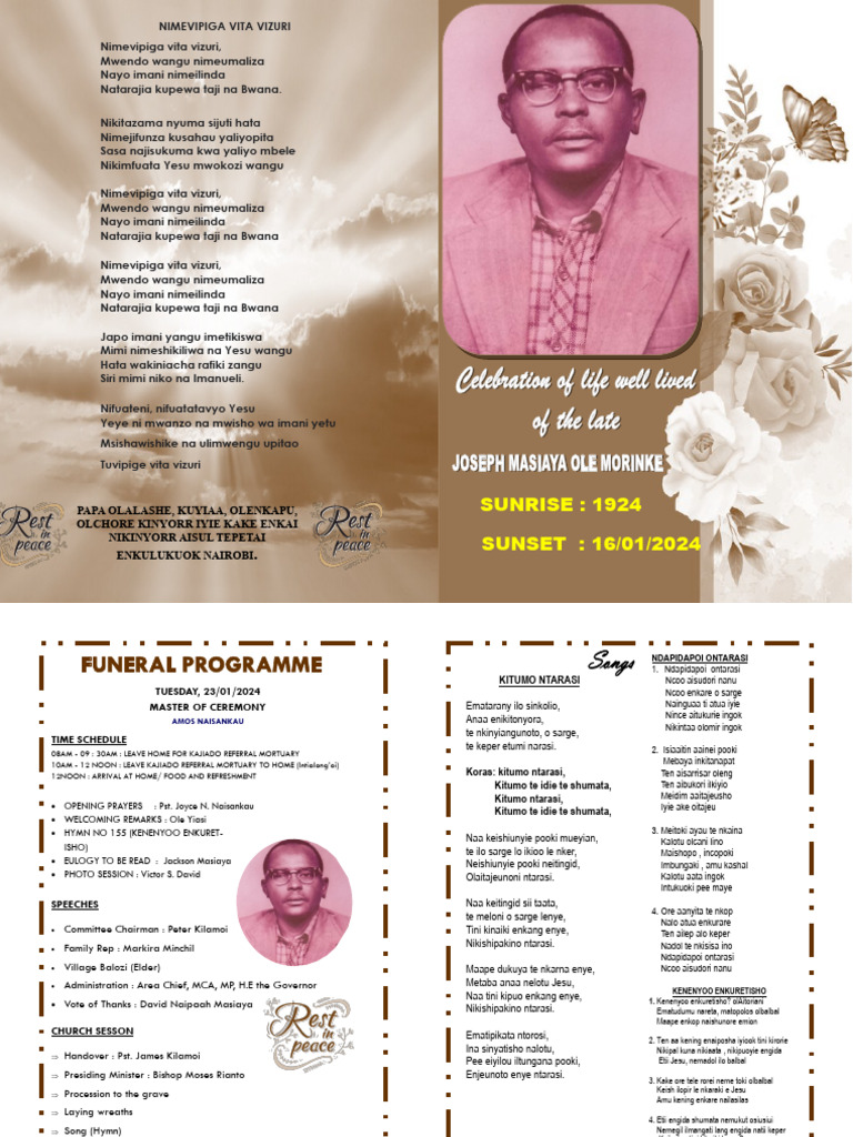 Joseph Masiaya Morinke Funeral Program | PDF