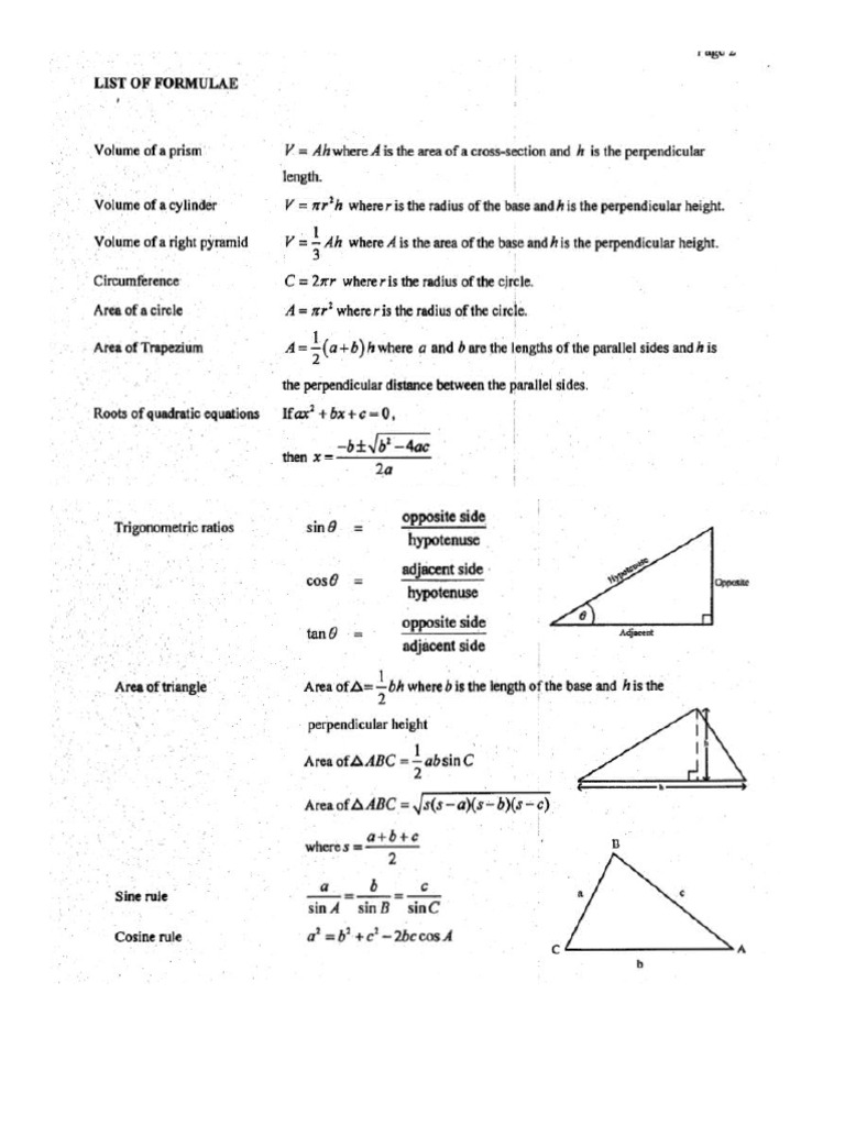 Math Formula Sheet | PDF