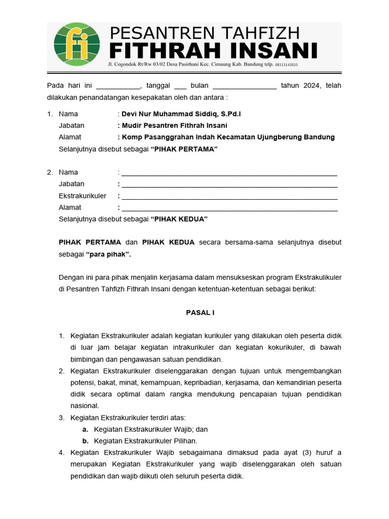 MOU KERJASAMA ESKUL Smt. 2 TP. 24 25 | PDF