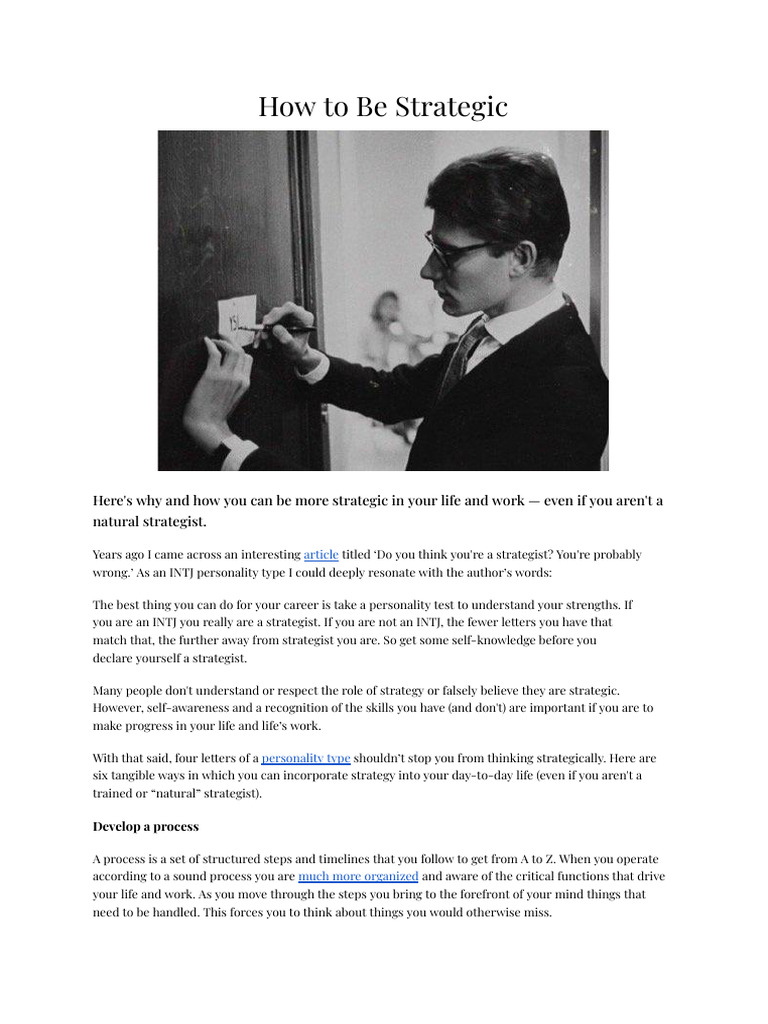 How To Be Strategic Pdf Strategist Behavioural Sciences