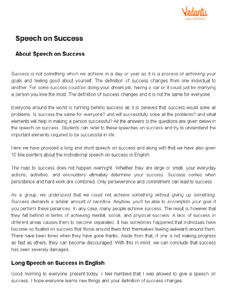 Speech On Success | PDF