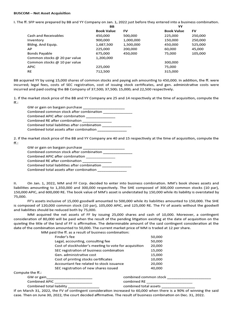 Buscom Sample 2 Pdf Book Value Stocks