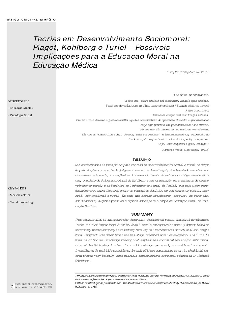 Teorias de Desenvolvimento Moral na Educação | PDF | Sociologia | Sociedade