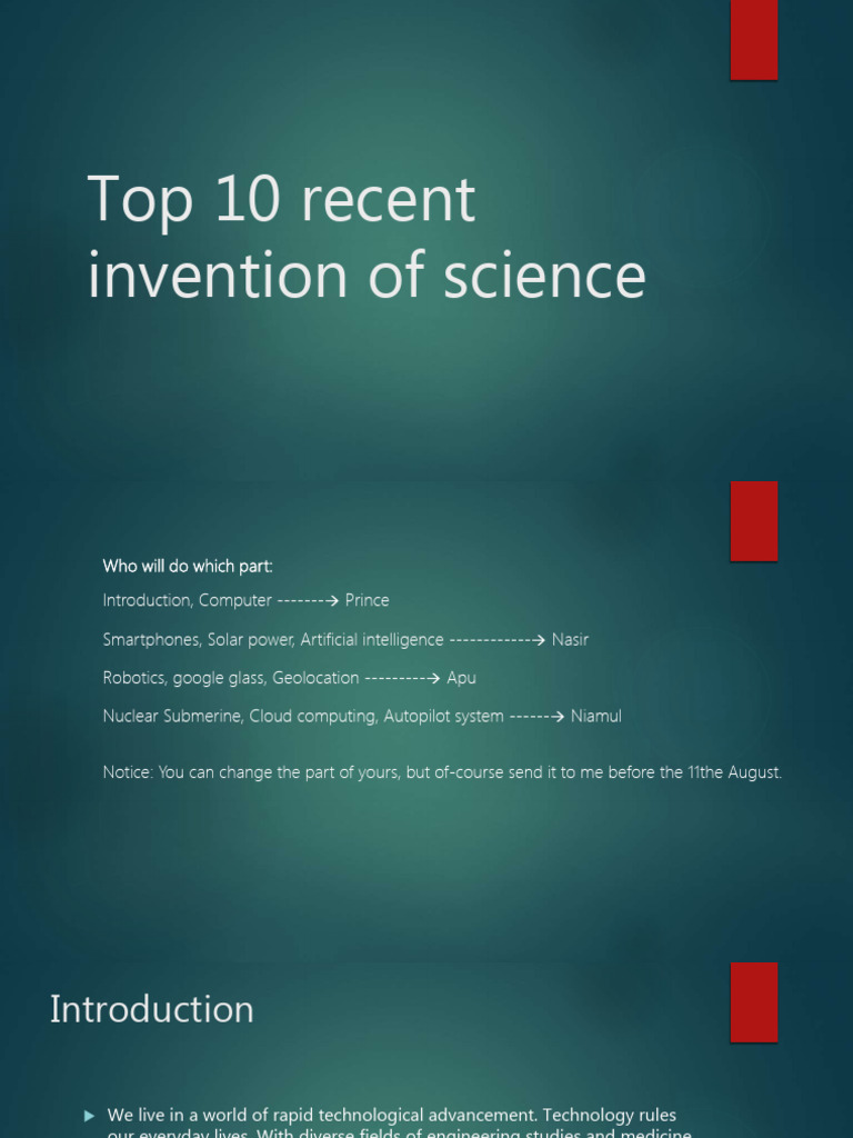 Top 10 Recent Scientific Inventions | PDF | Solar Power | Artificial ...