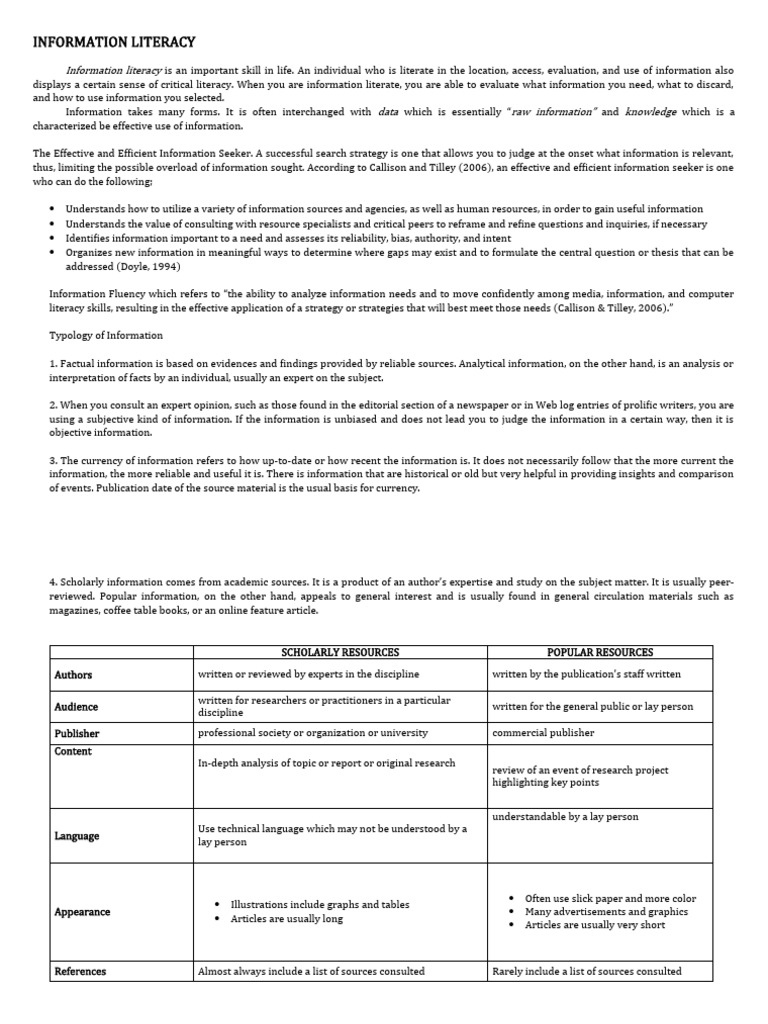 Information Literacy Types of Media | PDF | Mass Media | Information