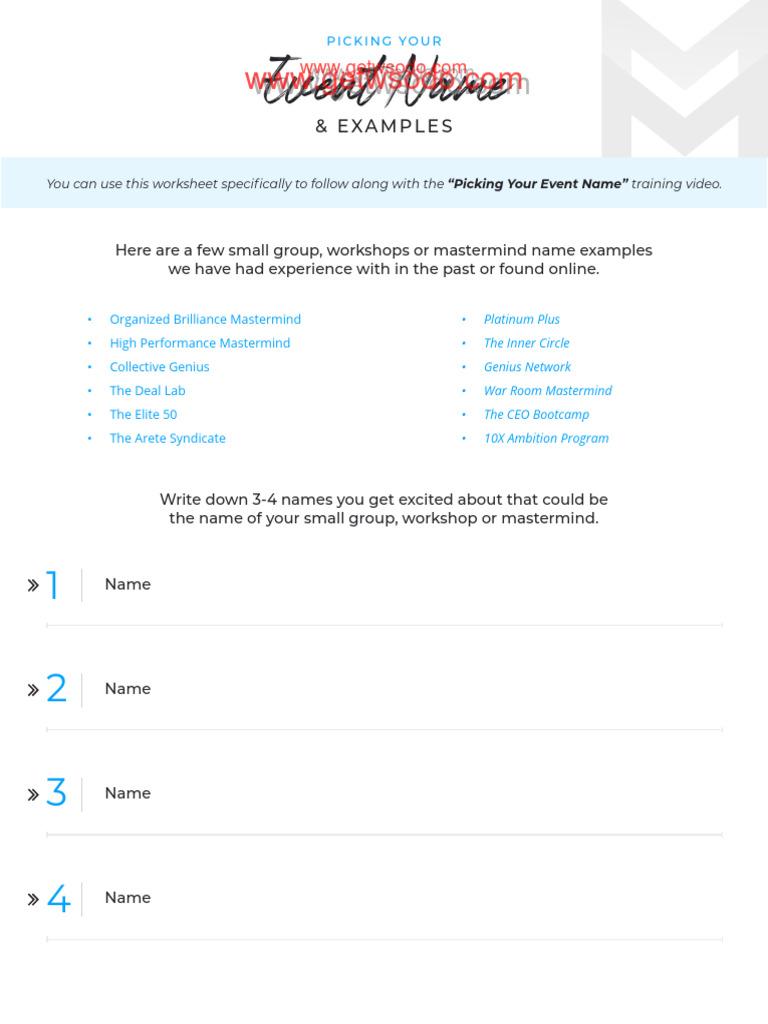 Event Naming Guide for Workshops | PDF
