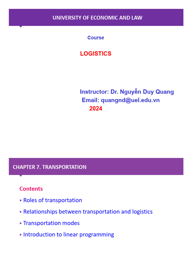 Transportation and Logistics Overview | PDF | Transport | Logistics