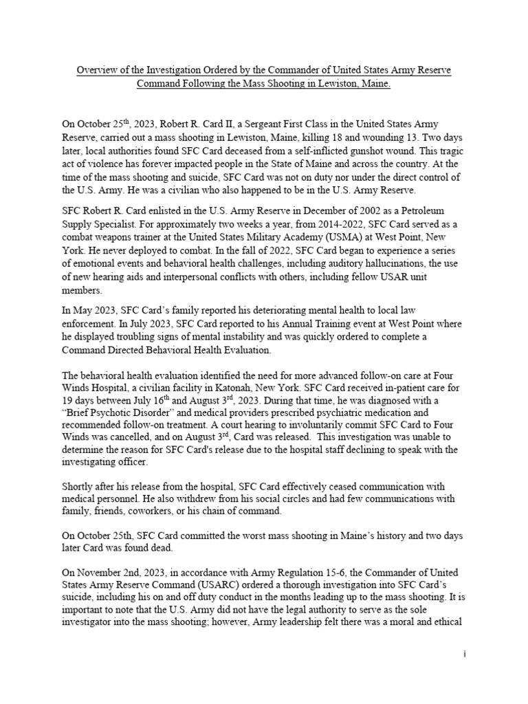 Overview of usarc ar 15 6 investigation pdf
