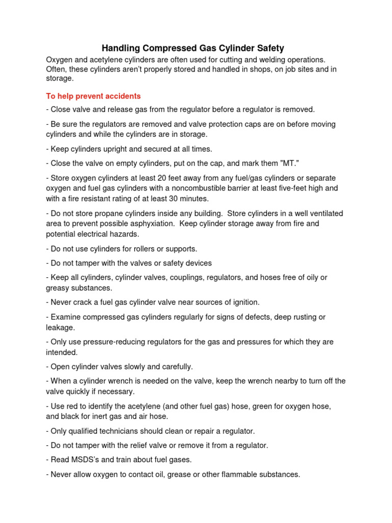 Handling Compressed Gas Cylinders | PDF | Valve | Pneumatics