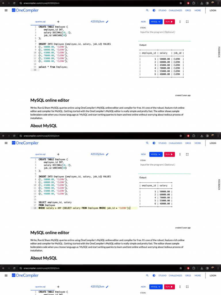 MySQL Employee Table Creation and Query | PDF | Computer Programming ...