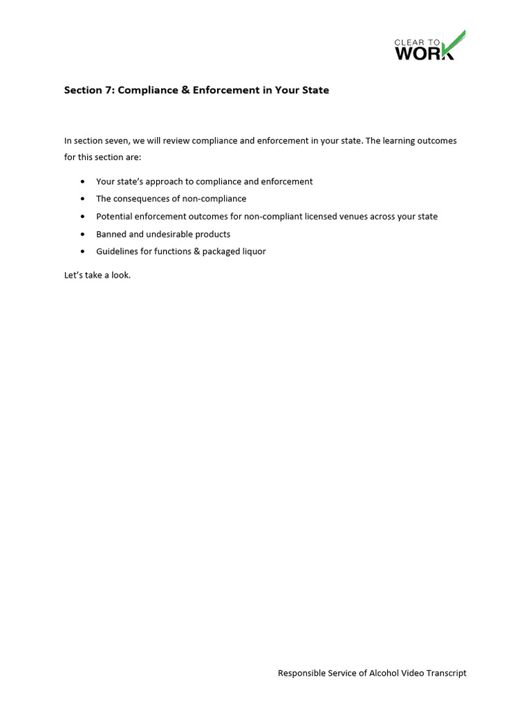 Section 7 - Compliance & Enforcement in Your State | PDF