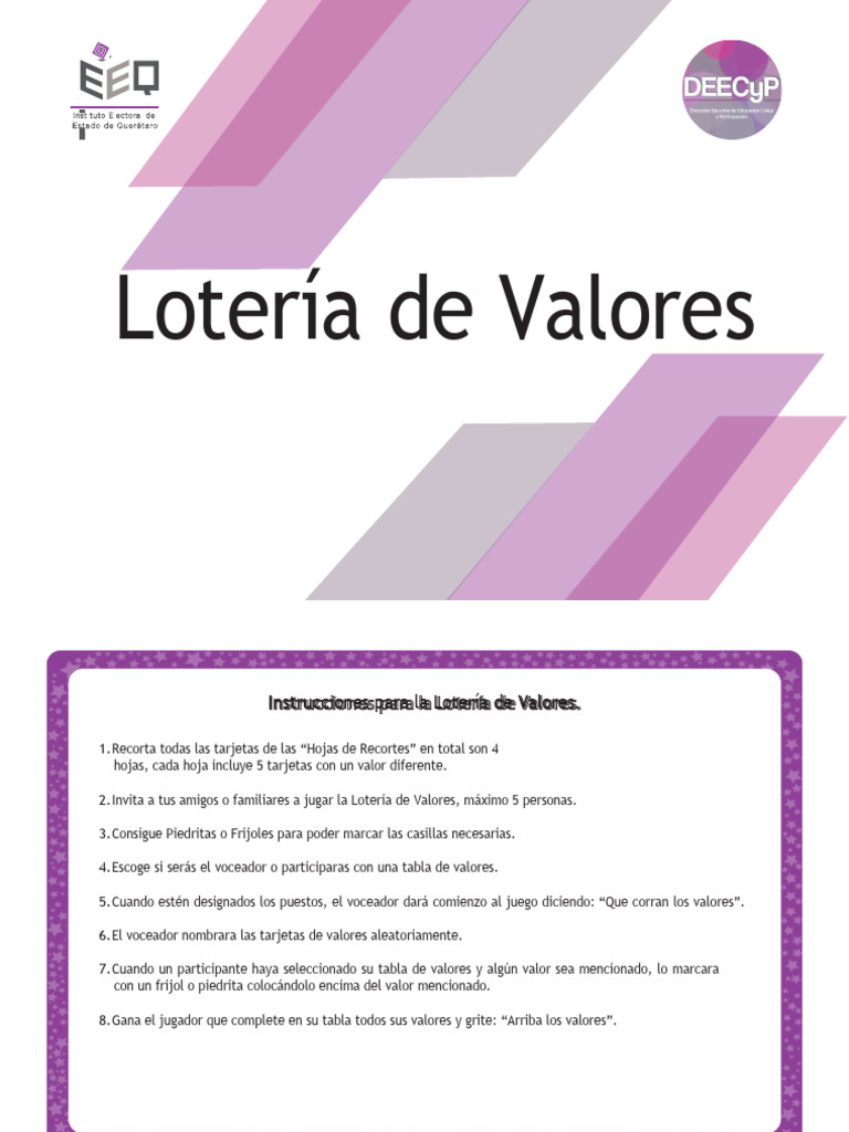 Instrucciones para la Lotería de Valores | PDF