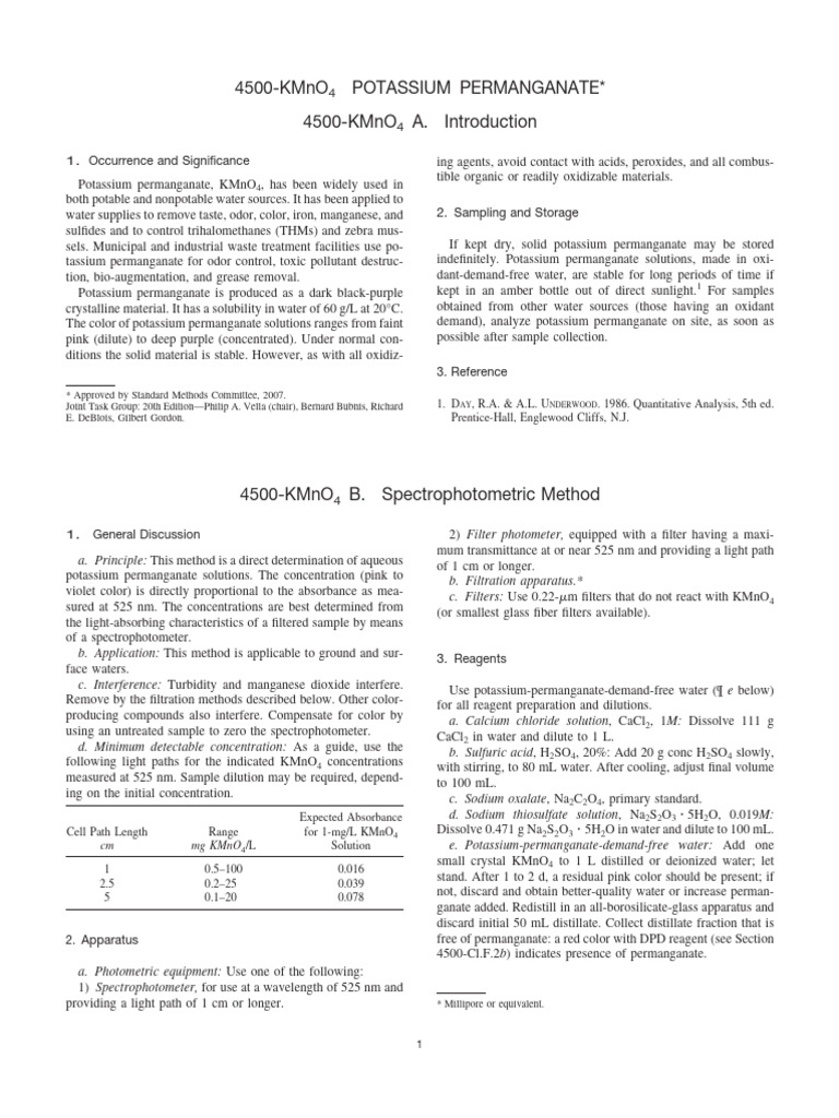 4500 KMnO4 PERMANGANATO DE POTASIO PDF Spectrophotometry Absorbance