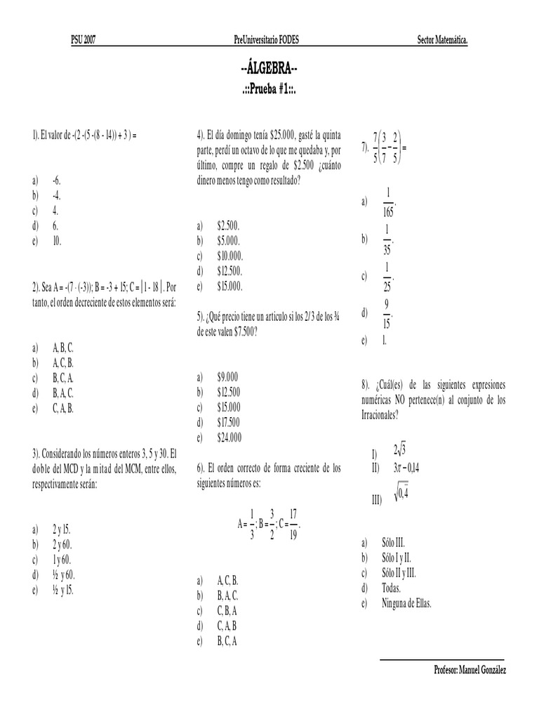 Prueba 1 | PDF