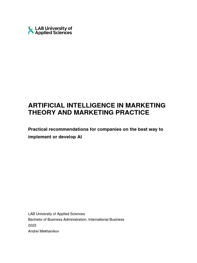 Artificial Intelligence in Marketing | PDF | Artificial Intelligence ...