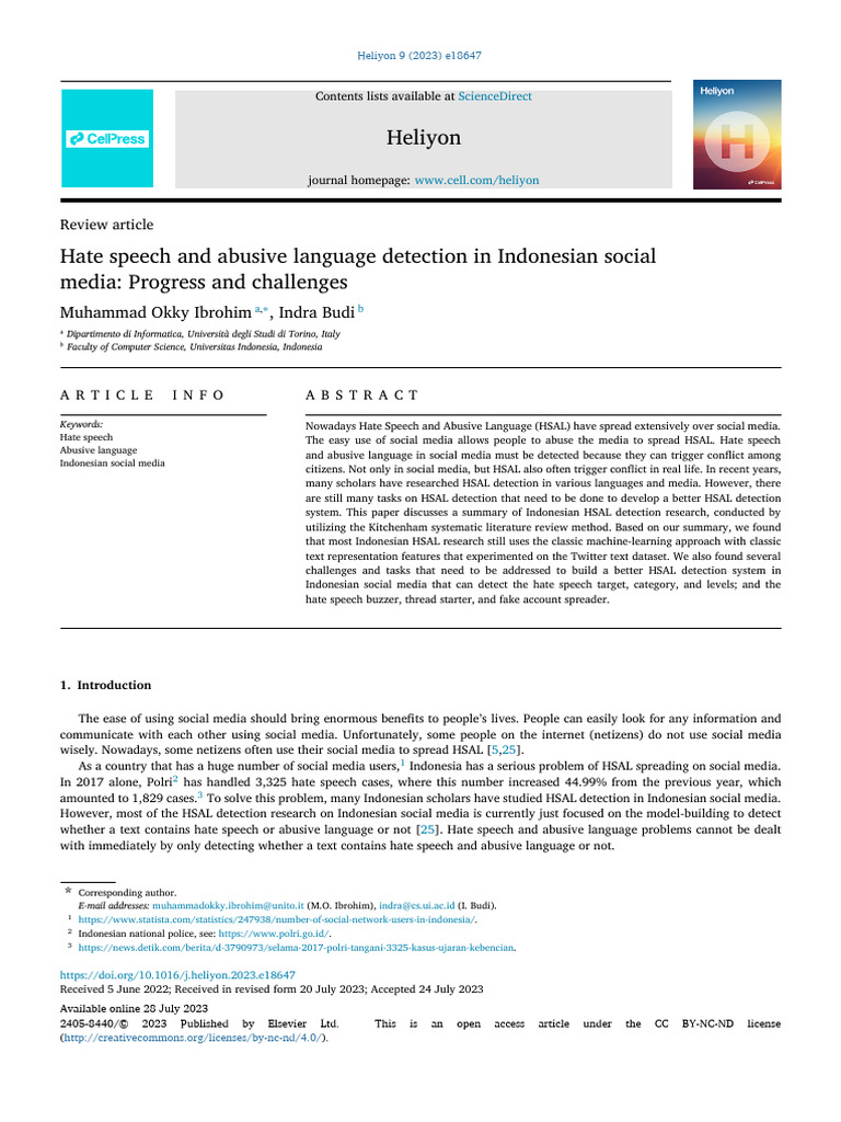 Hate Speech and Abusive Language Detection in Indo | PDF | Hatred ...