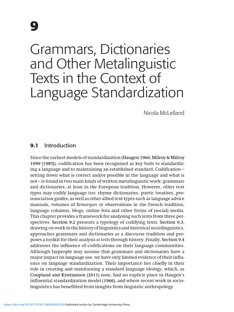 Grammars Dictionaries and Other Metalinguistic Texts in The Context of ...