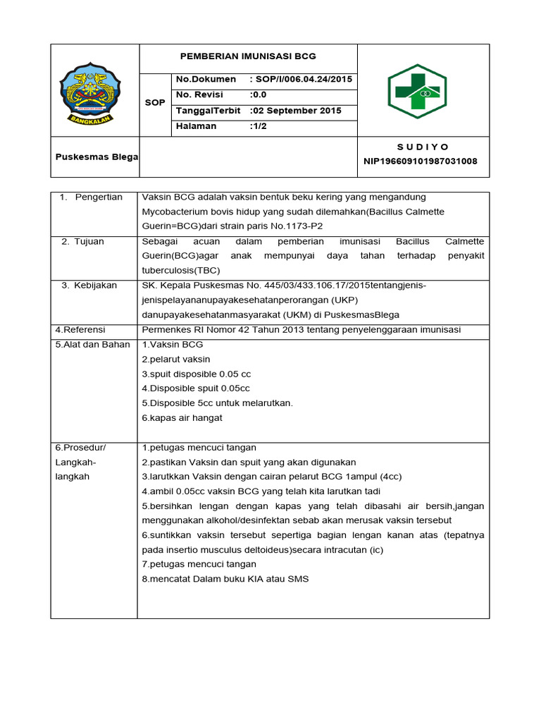 Sop BCG | PDF