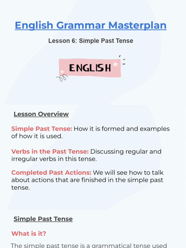 Lesson+6 +Simple+Past+Tense | PDF | Grammatical Tense | Verb