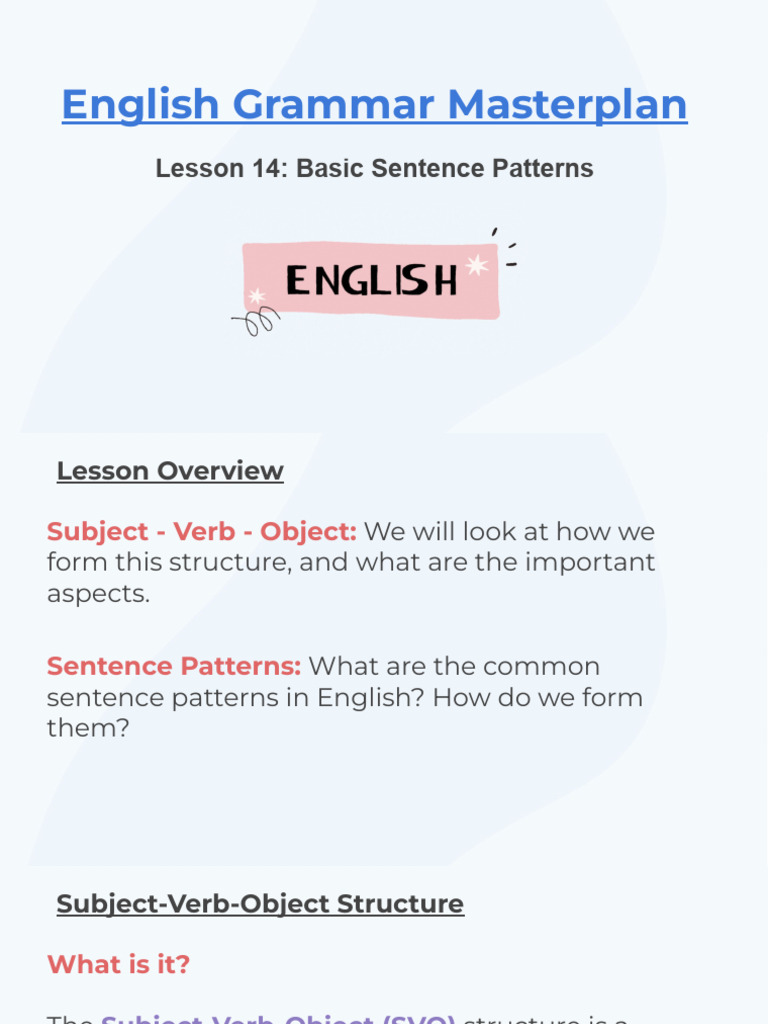 Lesson+14 +Basic+Sentence+Patterns | PDF | Verb | Noun