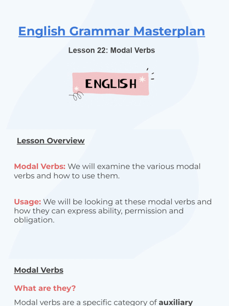 Lesson+22.+Modal+Verbs | PDF | Verb | Semantic Units