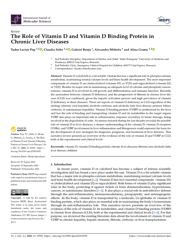 The Role of Vitamin D and Vitamin D Binding Protein in Chronic Liver ...