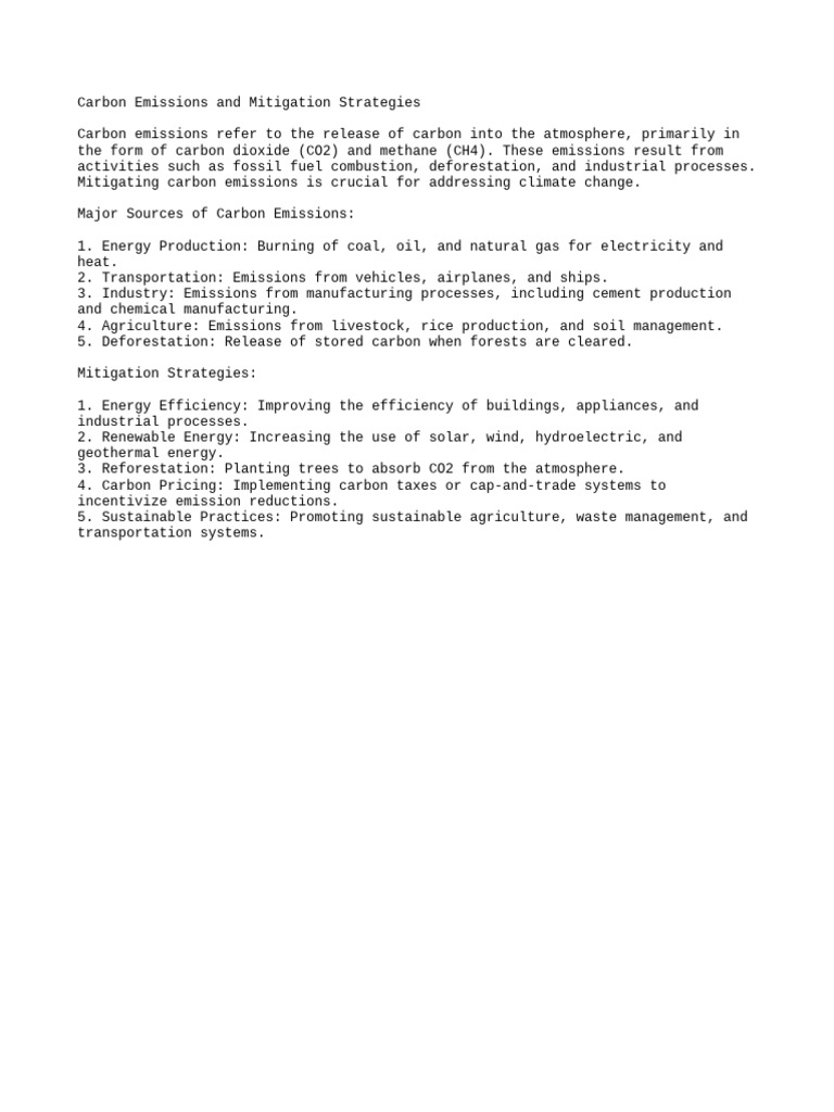 Carbon Emissions & Mitigation Guide | PDF | Technology & Engineering
