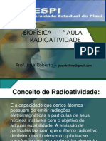 BIOFÍSICA  – 2ºAULA – Radioatividade