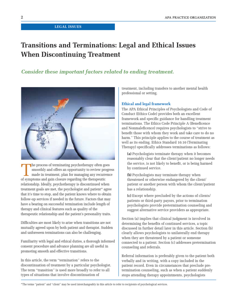 Ethical Guidelines for Therapy Termination | PDF | Psychotherapy ...