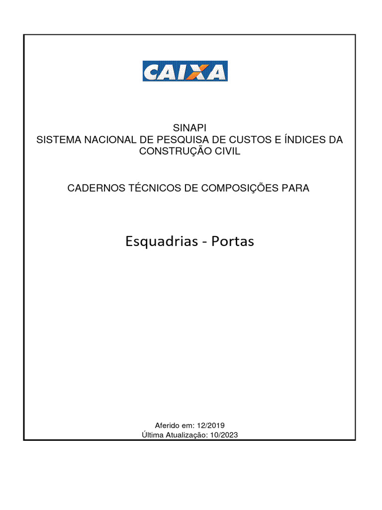 Esquadrias e Portas: Composições SINAPI | PDF