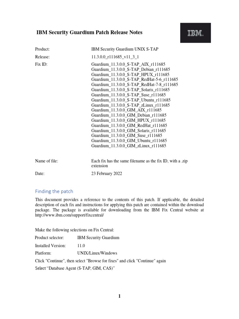 Guardium S-TAP 11.3.0 Release Notes | PDF | Computer Science | Computer ...