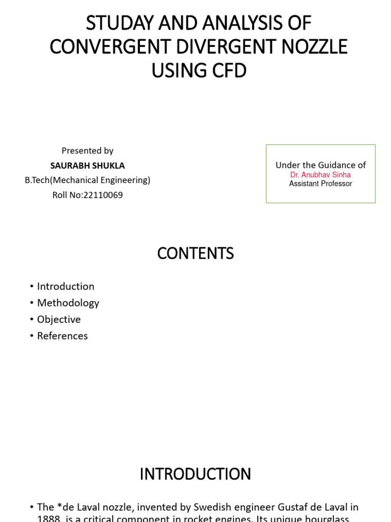 CFD Analysis of Convergent-Divergent Nozzle | PDF | Nozzle | Fluid Dynamics