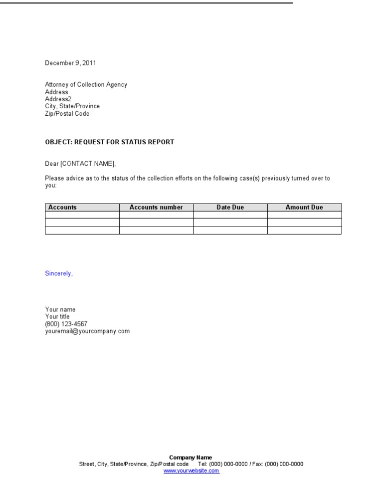 Request For Status Report | PDF
