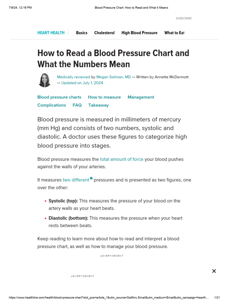 Blood Pressure Chart: Read & Interpret | PDF | Hypertension | Blood ...